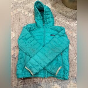 Patagonia Women's Aqua Teal Puffer Puff Jacket - L